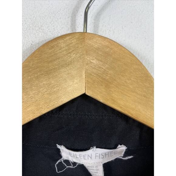 Eileen Fisher Black Linen Blend Button Front 3/4 Sleeve Dress Resort Goth XS - Picture 2 of 8